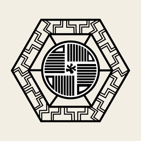 Hex key fret medallion — Korean traditional hex motif vector (떡살 5981)