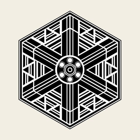 Hex medallion star — Korean traditional hex motif vector (꽃문 8934)