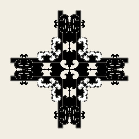 Hinge cross cloud — Korean traditional hardware motif vector (구름문 9752)