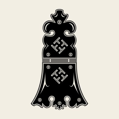 Hinge iron bell — Korean traditional hardware motif vector (무쇠장석반닫이 경첩 5108)
