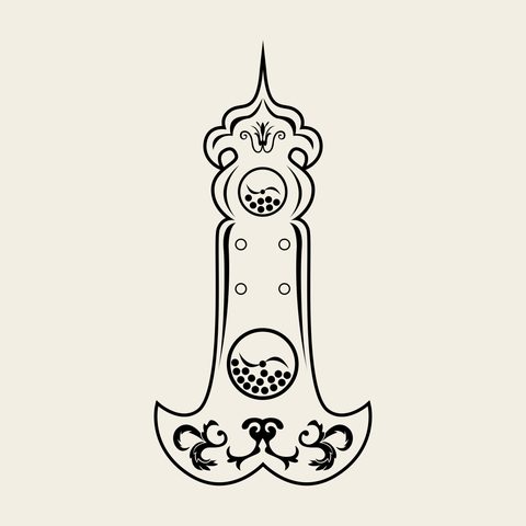 Hinge iron outline — Korean traditional hardware motif vector (반닫이의 무쇠장석 경첩 5125)