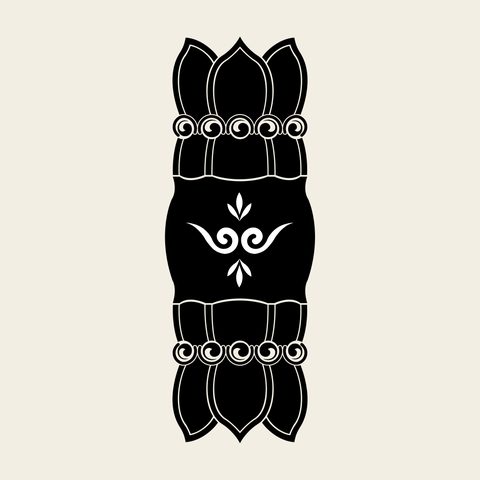Hinge lotus tall — Korean traditional hardware motif vector (연꽃문 10233)