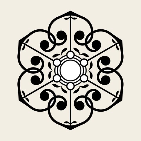 Honeysuckle hexagon — Korean traditional vine motif vector (인동문 9742)