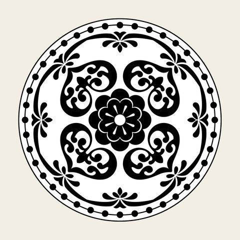 Honeysuckle medallion dotted — Korean traditional vine motif vector (인동문 8324)
