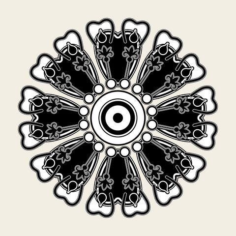 Honeysuckle rosette — Korean traditional vine motif vector (인동문 9412)