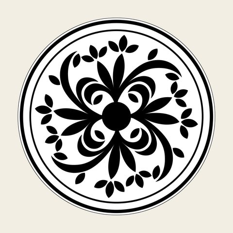 Honeysuckle roundel framed — Korean traditional vine motif vector (인동문 8312)