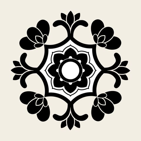 Honeysuckle roundel — Korean traditional vine motif vector (인동문 8318)