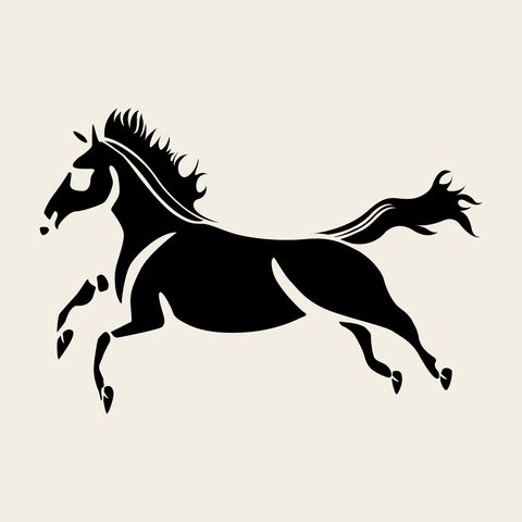 Horse galloping — Korean traditional zodiac motif vector (말문 10289)