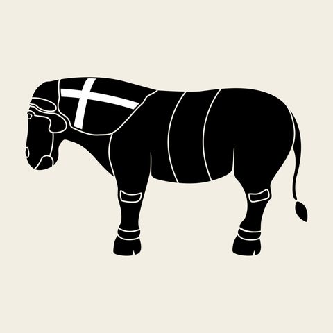 Horse standing banded — Korean traditional zodiac motif vector (말문 10071)