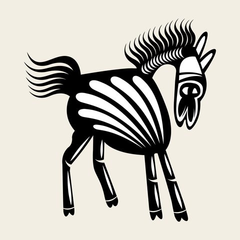 Horse striped mane — Korean traditional zodiac motif vector (기타문 10903)