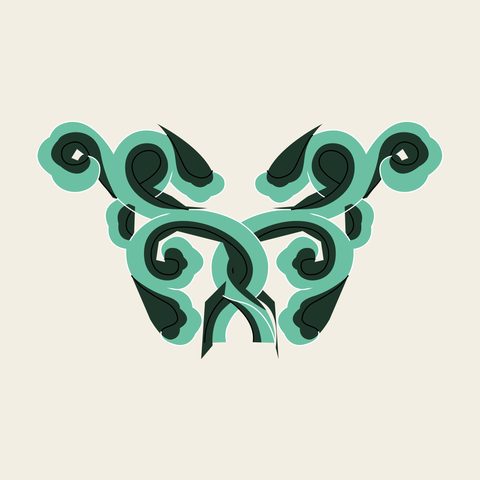 Hwaban scroll orange — Korean traditional bracket motif vector (경복궁 건순각 화반)