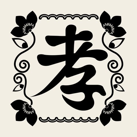 Hyo pillow frame — Korean traditional virtue motif vector (베갯모 4849)