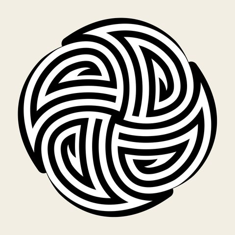 Interlace knot roundel — Korean traditional interlace motif vector (소용돌이문 4311)