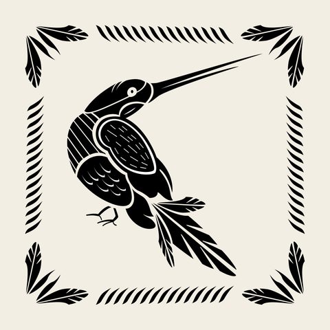 Kingfisher framed — Korean traditional bird motif vector (새문 9732)
