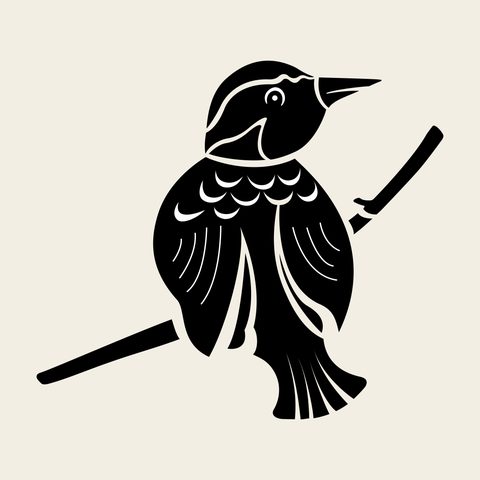 Kingfisher perched — Korean traditional bird motif vector (새문 9533)
