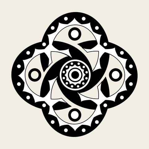 Knot quatrefoil — Korean traditional knot motif vector (직지사 명부전 편액 5181)