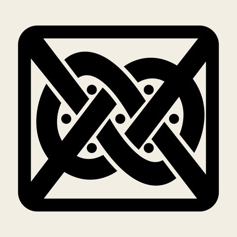 Knot square interlace — Korean traditional interlace motif vector (동그라미문 5576)