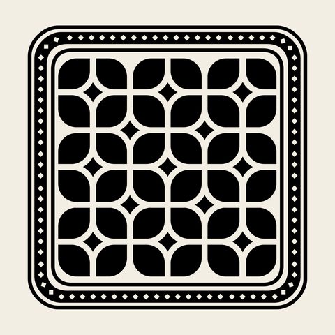 Lattice window flower square — Korean traditional window motif vector (버선본집 4905)