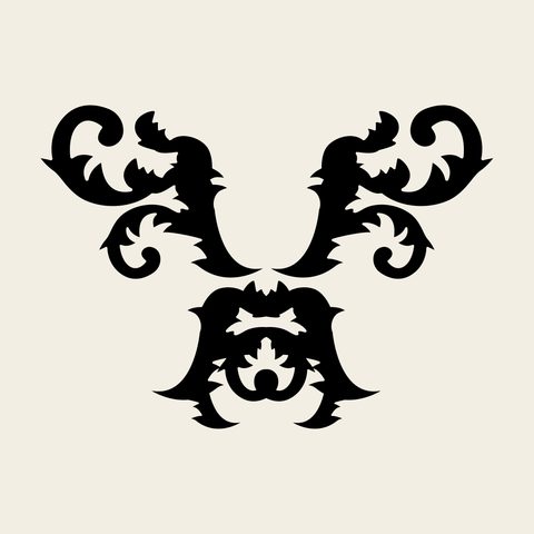 Leaf acanthus pair — Korean traditional leaf motif vector (잎사귀문 8849)