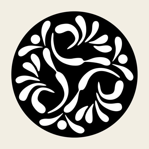 Leaf dark roundel — Korean traditional leaf motif vector (잎사귀문 8420)