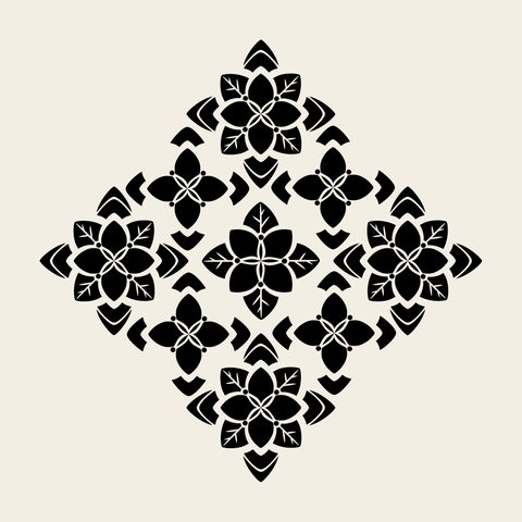 Leaf diamond lattice — Korean traditional leaf motif vector (잎사귀문 9622)