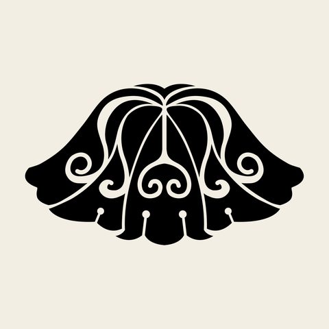Leaf fan scroll — Korean traditional leaf motif vector (잎사귀문 10115)