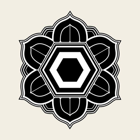 Leaf hexagon rosette — Korean traditional leaf motif vector (잎사귀문 9335)
