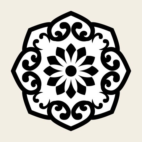 Leaf octagon roundel — Korean traditional leaf motif vector (잎사귀문 8422)