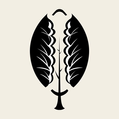 Leaf split pendant — Korean traditional leaf motif vector (잎사귀문 8444)