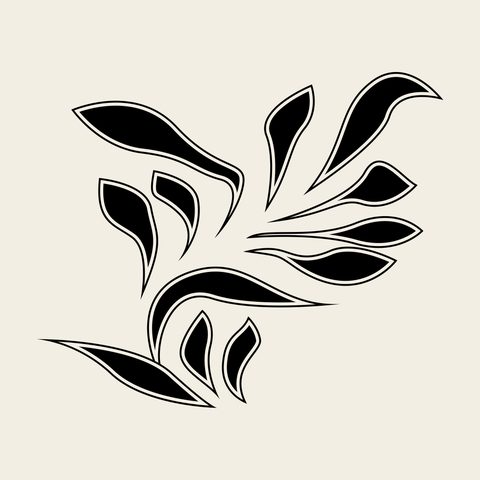 Leaf spray sweep — Korean traditional leaf motif vector (덩굴문 5811)