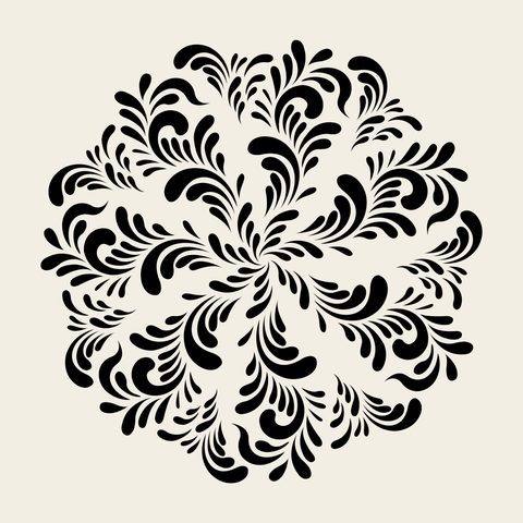 Leaf swirl roundel — Korean traditional leaf motif vector (잎사귀문 9675)