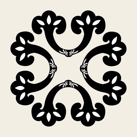 Lingzhi roundel — Korean traditional fruit motif vector (영지버섯문 9540)