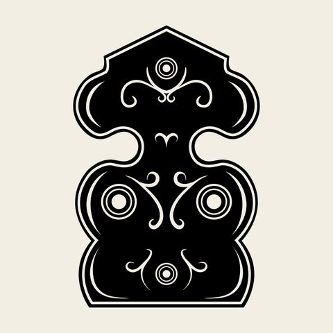 Lockplate scalloped — Korean traditional hardware motif vector (반닫이 장석 5102)