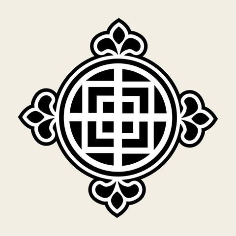 Longevity medallion — Korean traditional geometry motif vector (수자문 9954)