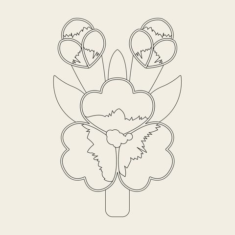 Lotus 1 line — Korean traditional plant motif vector (연꽃문 2786)