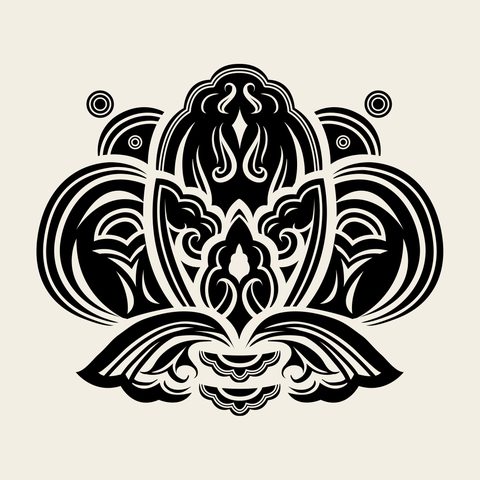 Lotus bloom crown — Korean traditional bloom motif vector (연꽃문 5275)