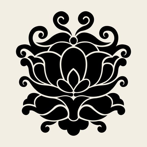 Lotus bloom full — Korean traditional bloom motif vector (연꽃문 10198)