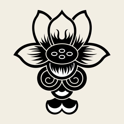 Lotus bloom hanging — Korean traditional bloom motif vector (연꽃문 8496)