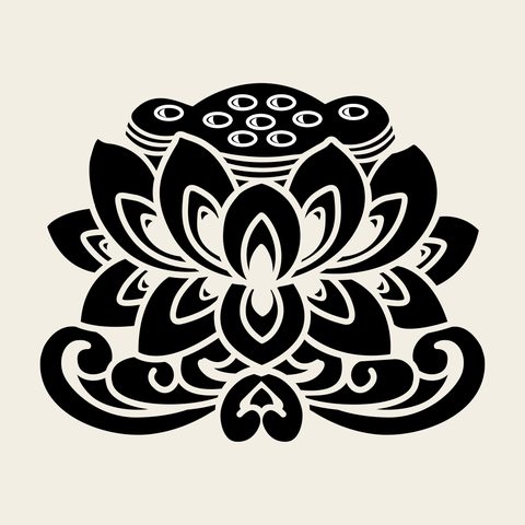 Lotus bloom ornate — Korean traditional bloom motif vector (연꽃문 8377)
