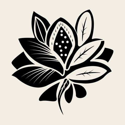 Lotus bloom seedpod leaf — Korean traditional bloom motif vector (연꽃문 9645)