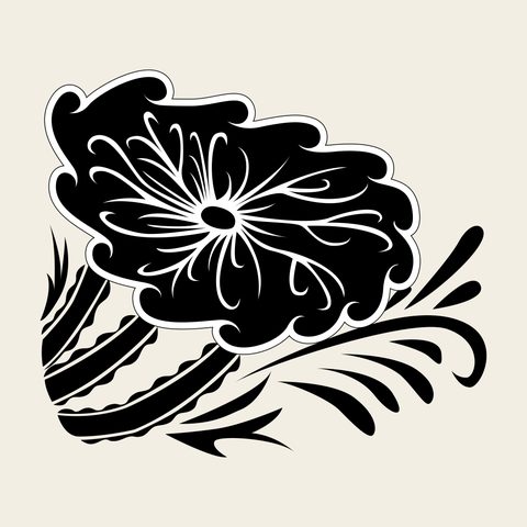 Lotus branch solid — Korean traditional plant motif vector (연꽃문 4463)