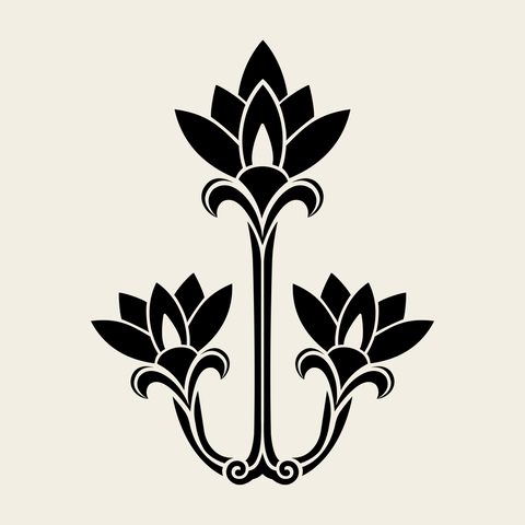 Lotus bud trio — Korean traditional bloom motif vector (연꽃문 10246)