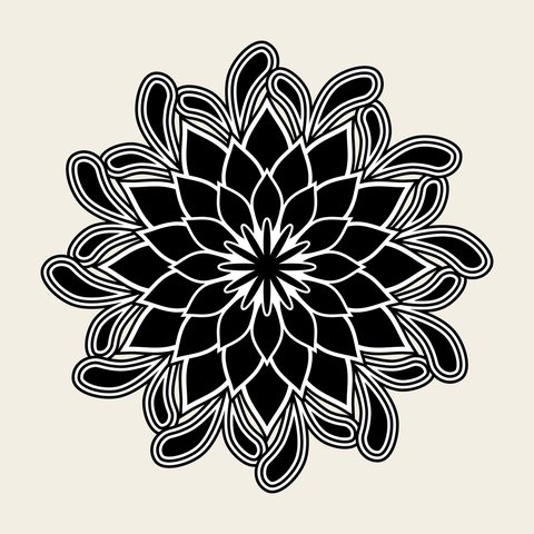 Lotus chrysanthemum roundel — Korean traditional roundel motif vector (연꽃문 9448)