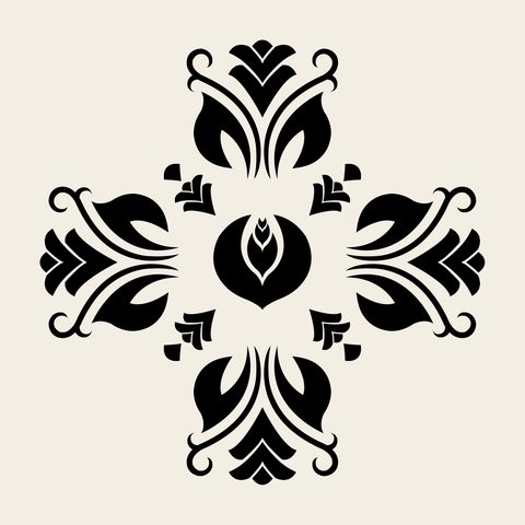 Lotus cross rosette — Korean traditional flower motif vector (연꽃문 9904)
