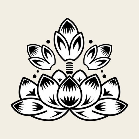 Lotus crown — Korean traditional flower motif vector (연꽃문 10093)