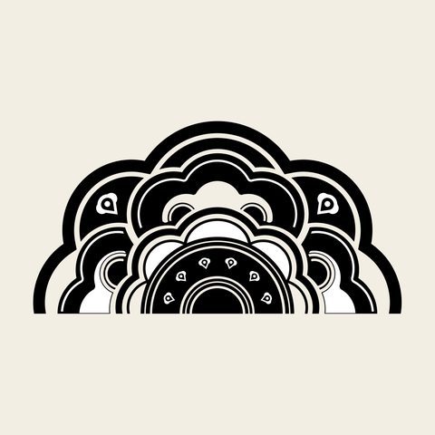 Lotus fan — Korean traditional flower motif vector (연꽃문 10095)