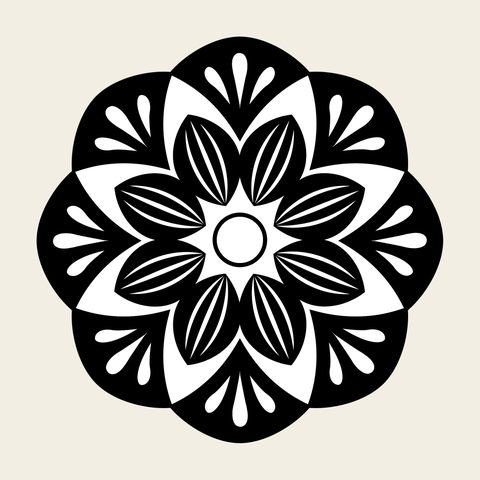 Lotus flower eight petal — Korean traditional roundel motif vector (연꽃문 8502)