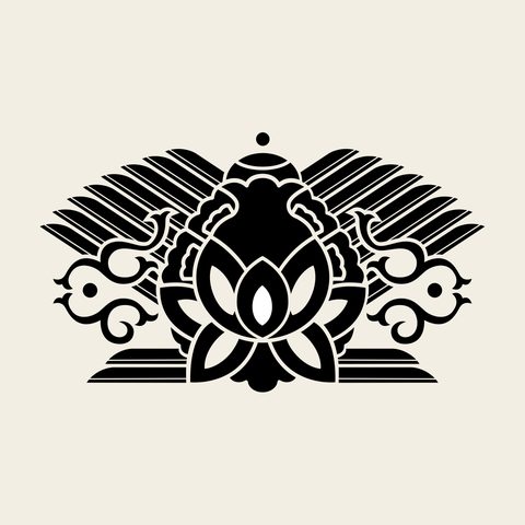 Lotus leaf pair — Korean traditional bloom motif vector (연꽃문 8356)
