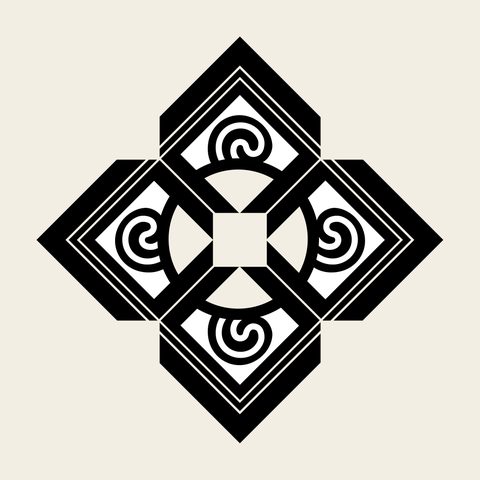 Lotus lozenge — Korean traditional quatrefoil motif vector (연꽃문 8390)