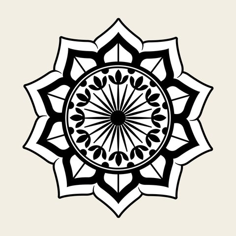 Lotus mandala geometric — Korean traditional roundel motif vector (연꽃문 8353)